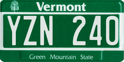 VT license plate YZN240