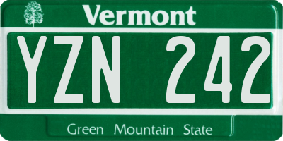 VT license plate YZN242