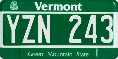 VT license plate YZN243