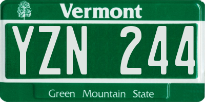 VT license plate YZN244