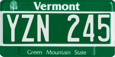 VT license plate YZN245