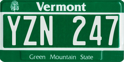VT license plate YZN247