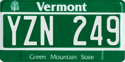 VT license plate YZN249