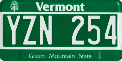 VT license plate YZN254