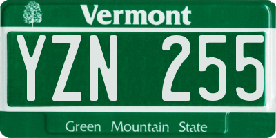 VT license plate YZN255