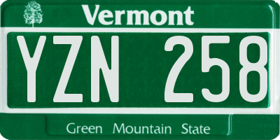 VT license plate YZN258