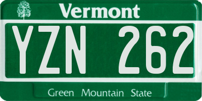 VT license plate YZN262