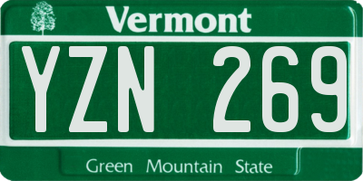 VT license plate YZN269
