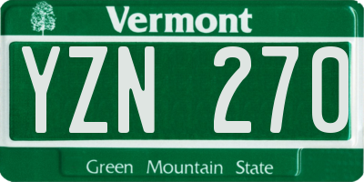 VT license plate YZN270