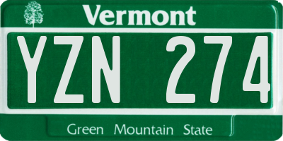 VT license plate YZN274