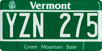 VT license plate YZN275