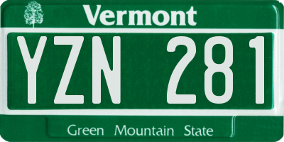 VT license plate YZN281