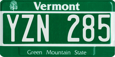 VT license plate YZN285