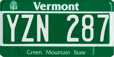 VT license plate YZN287