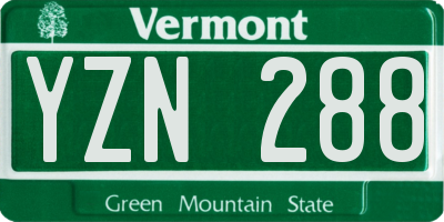 VT license plate YZN288