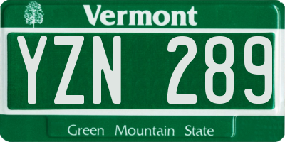VT license plate YZN289