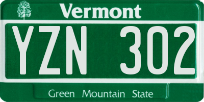 VT license plate YZN302