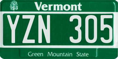 VT license plate YZN305