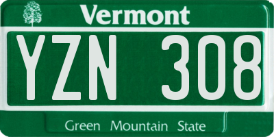 VT license plate YZN308