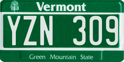 VT license plate YZN309