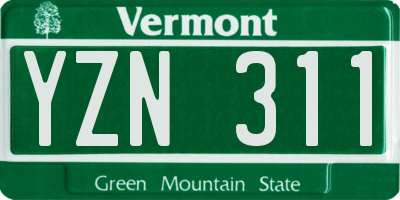 VT license plate YZN311