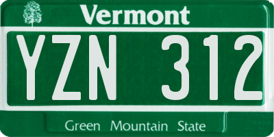 VT license plate YZN312