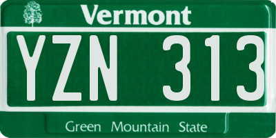 VT license plate YZN313