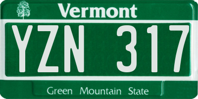 VT license plate YZN317