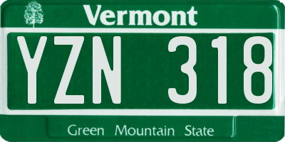 VT license plate YZN318