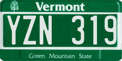 VT license plate YZN319
