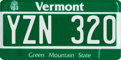 VT license plate YZN320
