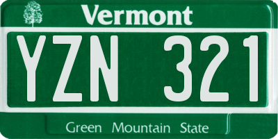 VT license plate YZN321