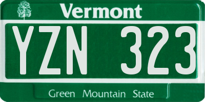 VT license plate YZN323