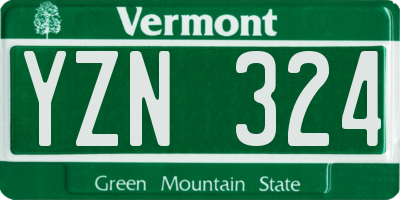 VT license plate YZN324