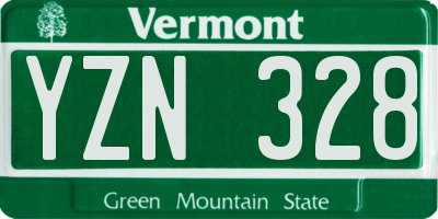 VT license plate YZN328