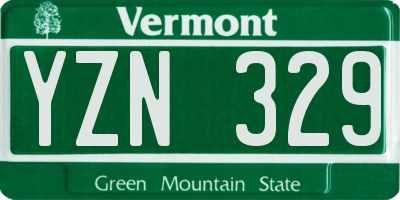 VT license plate YZN329