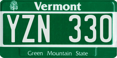 VT license plate YZN330
