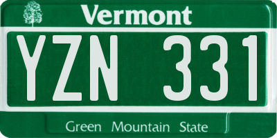 VT license plate YZN331