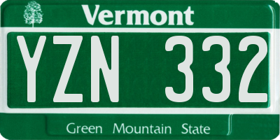 VT license plate YZN332