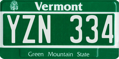 VT license plate YZN334