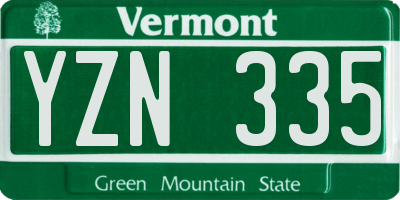 VT license plate YZN335