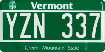 VT license plate YZN337