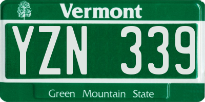 VT license plate YZN339
