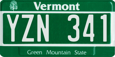 VT license plate YZN341