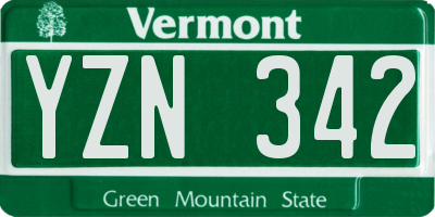 VT license plate YZN342
