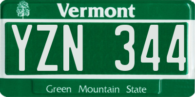 VT license plate YZN344