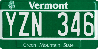 VT license plate YZN346