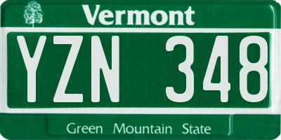 VT license plate YZN348