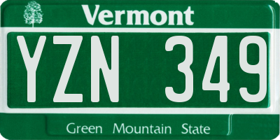 VT license plate YZN349