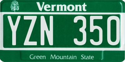 VT license plate YZN350